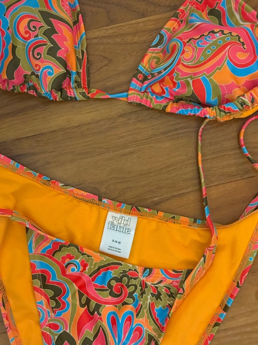 NWOT Wild Fable Colorful Paisley String Bikini Set - Picture 2 of 3